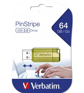 Verbatim Store n Go Pinstripe USB 2.0 Eucalyptus Green 64GB - USB-Stick - 64 GB memorii flash USB 64 Giga Bites USB Tip-A