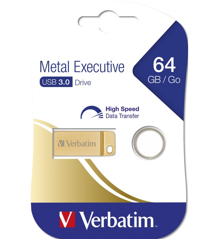 Verbatim Metal Executive memorii flash USB 64 Giga Bites USB Tip-A 3.2 Gen 1 (3.1 Gen 1) De aur