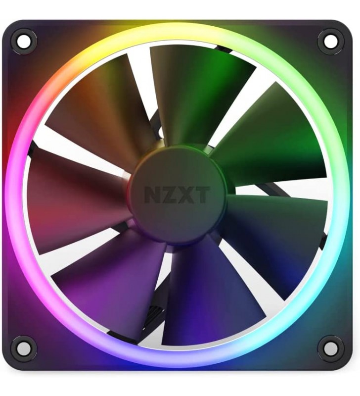 NZXT F140 RGB Fans - RF-R14DF-B1 - Advanced RGB Lighting Customization - Silent Cooling - Dual (RGB Fan & Controller Included) - 140mm Fan - Black