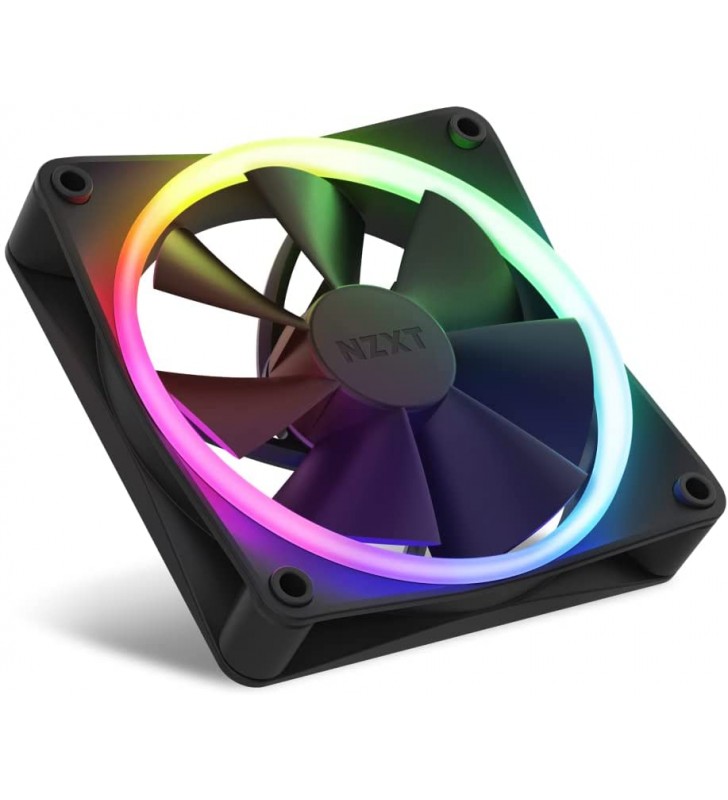 NZXT F140 RGB Fans - RF-R14DF-B1 - Advanced RGB Lighting Customization - Silent Cooling - Dual (RGB Fan & Controller Included) - 140mm Fan - Black