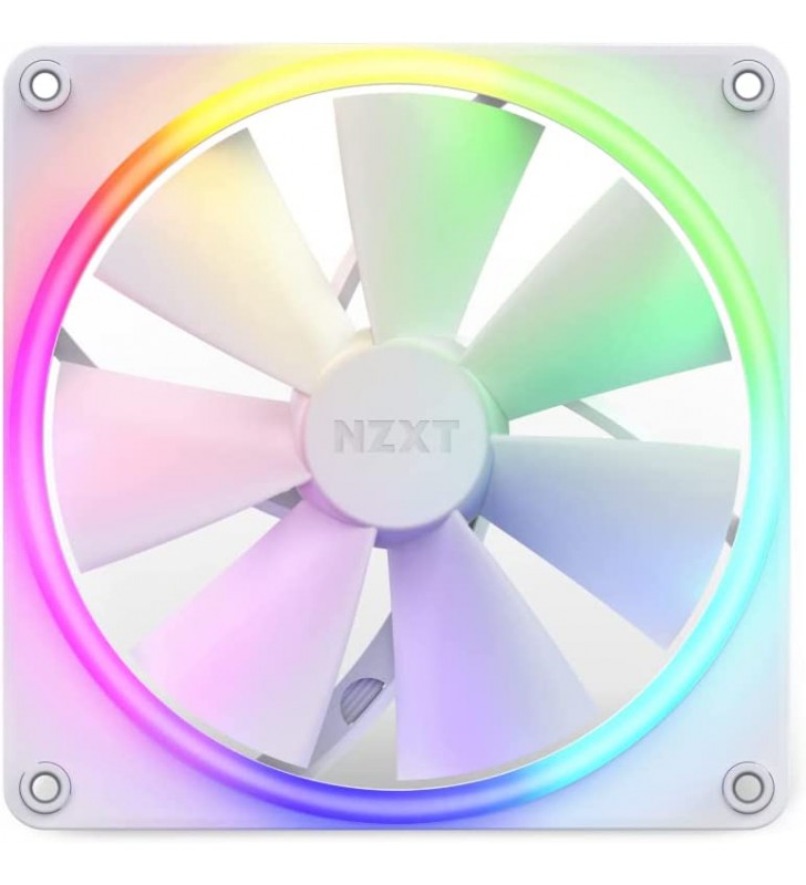 NZXT F120 RGB Fans - RF-R12SF-W1 - Advanced RGB Lighting Customization - Silent Cooling - Single (RGB Fan & Controller Required & Not Included) - 120mm Fan - White