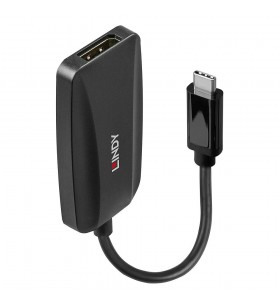 Lindy 43337 adaptor pentru cabluri video 0,13 m USB tip-C DisplayPort Negru