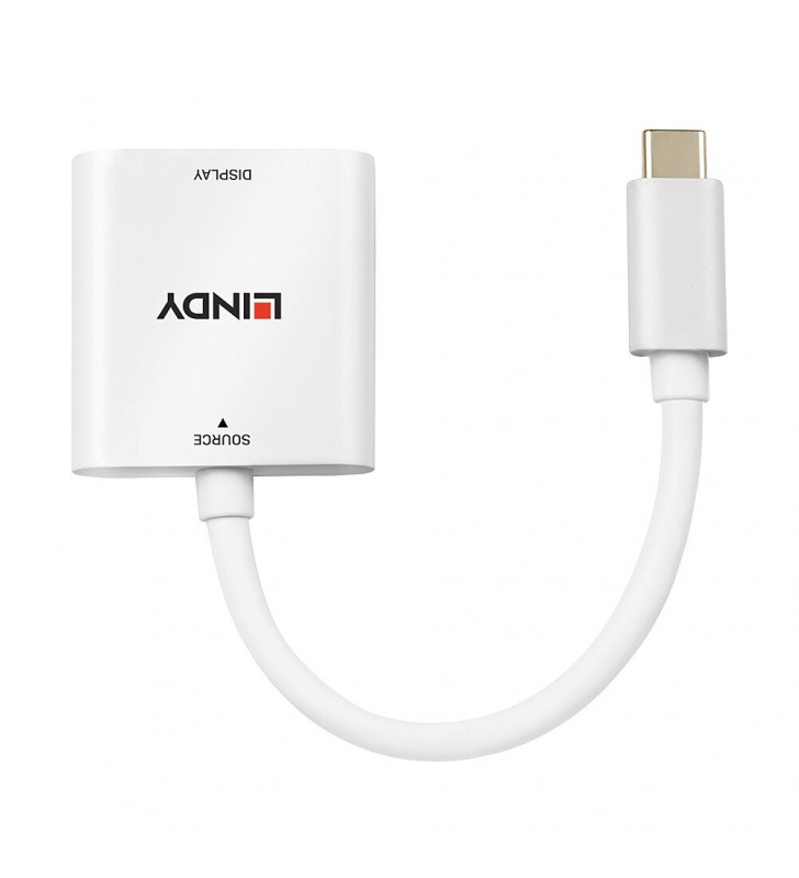 Lindy 43339 adaptor pentru cabluri video 0,1 m USB tip-C HDMI Alb