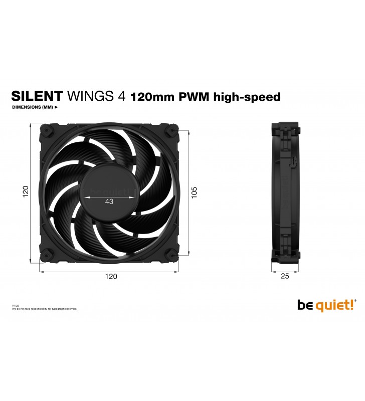 be quiet! SILENT WINGS 4 | 120mm PWM Carcasă calculator Distracţie 12 cm Negru 1 buc.