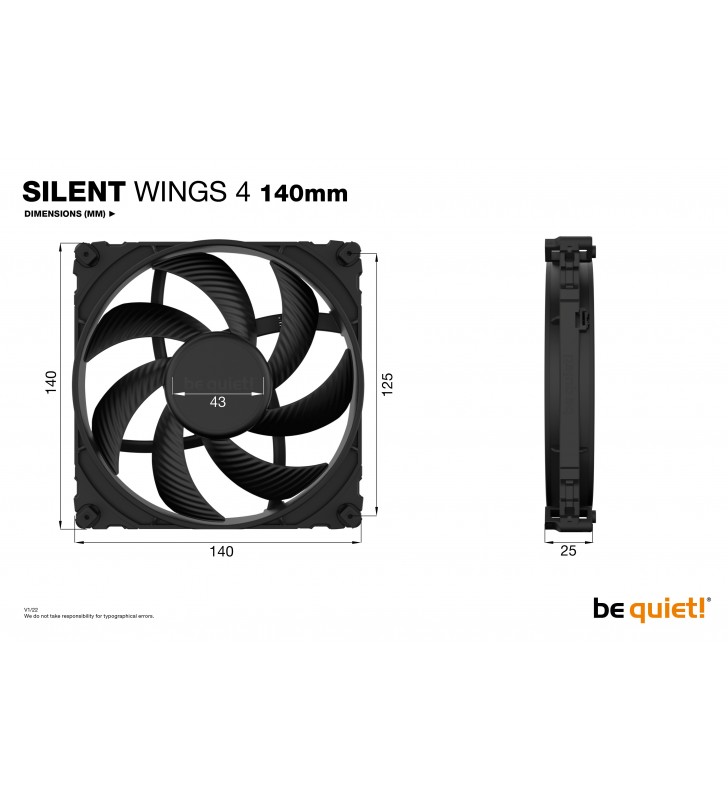 be quiet! SILENT WINGS 4 | 140mm Carcasă calculator Distracţie 14 cm Negru 1 buc.