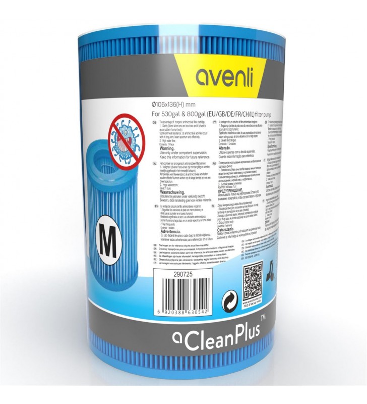 Cartus filtrant piscina Avenli, cartus filtrant antibacterian, accesorii pentru Avenli CleanPlus 29P415DE, filtru hartie pentru sistem de filtrare Avenli & Jilong 2006L / 3028 L
