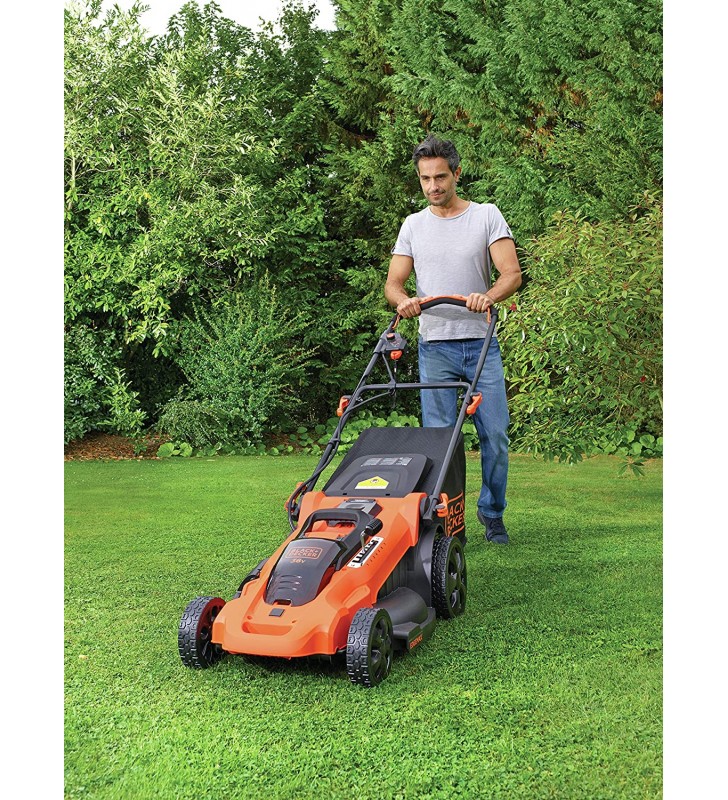 Black+Decker CLMA4825L2 Battery-Powered Lawnmower 36 V 2.5 Ah 48 cm Cutting Width with Autosense Technology for Large Lawns up to 600 m² 7-Way Height Adjustment Includes 2 Batteries and Charger