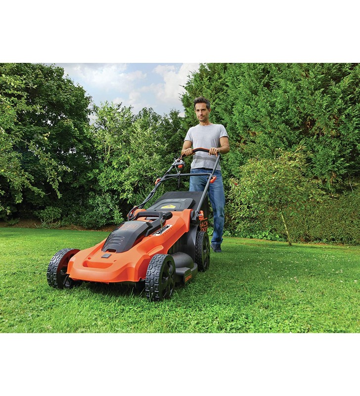 Black+Decker CLMA4825L2 Battery-Powered Lawnmower 36 V 2.5 Ah 48 cm Cutting Width with Autosense Technology for Large Lawns up to 600 m² 7-Way Height Adjustment Includes 2 Batteries and Charger