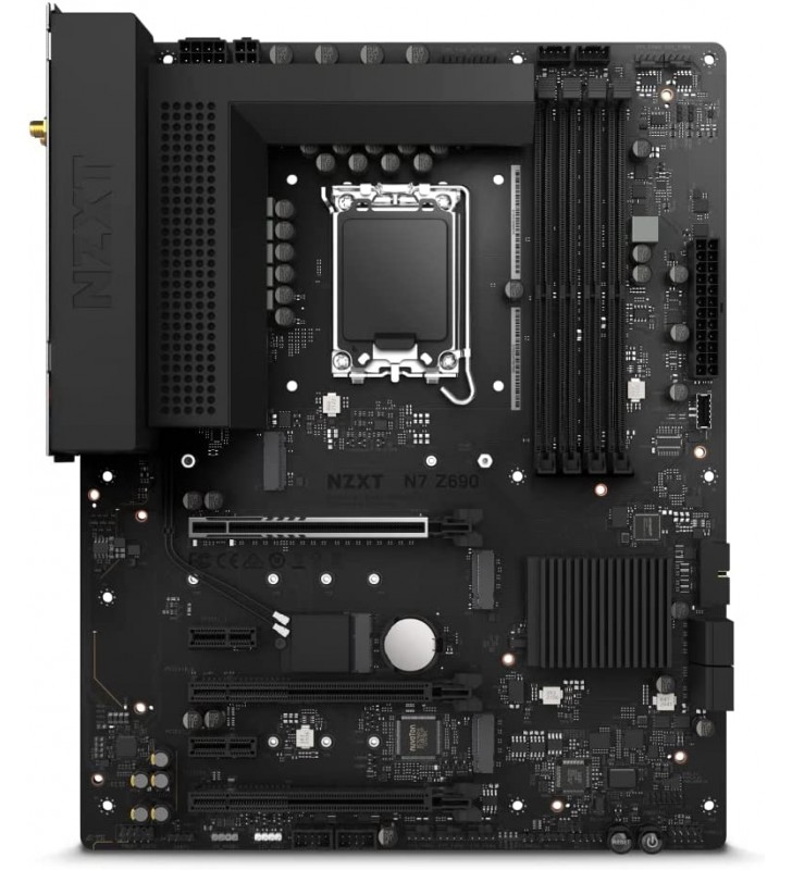 NZXT N7 Z690 Motherboard - N7-Z69XT-B1 - Intel Z690 Chipset (Supports 12th Gen CPU) - ATX Gaming Motherboard - Integrated I/O Shield - WiFi 6E Connectivity - Bluetooth V5.2 - Black