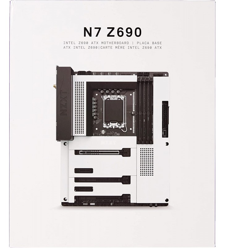 NZXT Placa base N7 Z690 - N7-Z69XT-W1 - chipset Intel Z690 (compatible con CPU de 12ª generación) - Placa base ATX Gaming - Escudo de E/S integrado - Conectividad WiFi 6E - Bluetooth V5.2 - Blanco