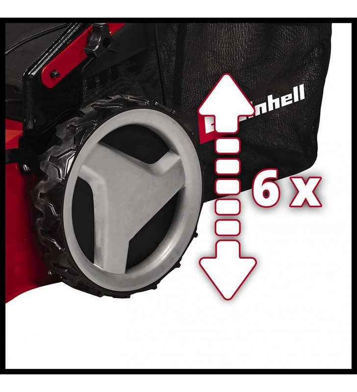 Einhell GC-PM 51/3 S HW Petrol Lawnmower (2.7 KW, 4-Stroke Engine, 51 cm Cutting Width, up to 1800 m², Switchable Rear Wheel Drive, 6-Stage Central Cutting Height Adjustment, Grass Collection Bag 70 L)