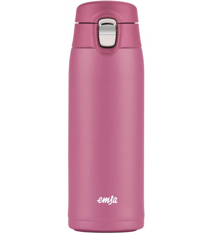 Emsa N2151100 Travel Mug Light Thermo/Insulated Stainless Steel 0.4 litres Hot 6 Hours Cold 12 Hours BPA 100% Leak-Proof Dishwasher Safe Flip Closure System Pink