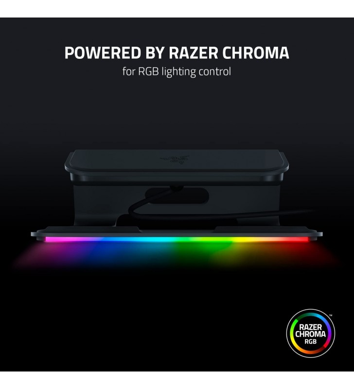 Razer Chroma V2 Laptop Stand: Customizable Chroma RGB Lighting - Ergonomic Design - Anodized Aluminum Construction - 4-Port USB-C Hub - Matte Black