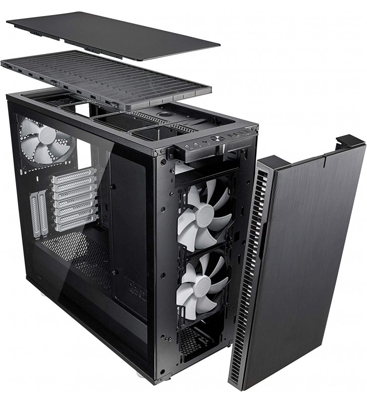 Fractal Design Define R6 - Mid Tower Computer Case - ATX - Optimized For High Airflow And Silent Computing with ModuVent Technology - PSU Shroud - Modular interior - Water-cooling ready - Black TG