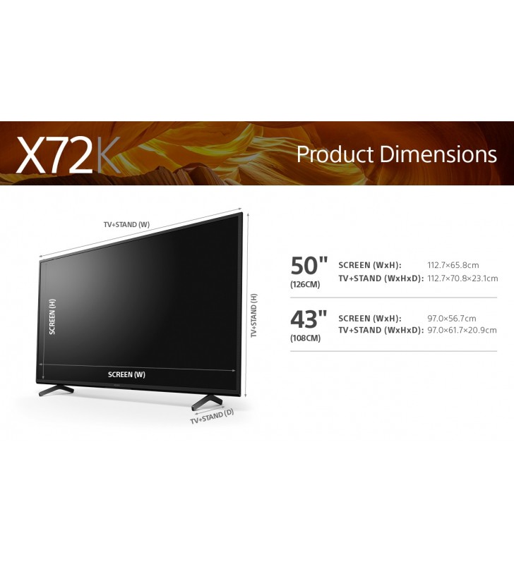 Sony KD-50X72K 127 cm (50") 4K Ultra HD Smart TV Wi-Fi Negru