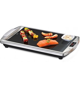 ROMMELSBACHER CERAN® Grill CG 2308/TC - Made in Germany, Schott CERAN® Grill Surface, Temperature Adjustable from 80 - 280 °C, LED Display, Touch Control, Grease Drainage, Stainless Steel Housing