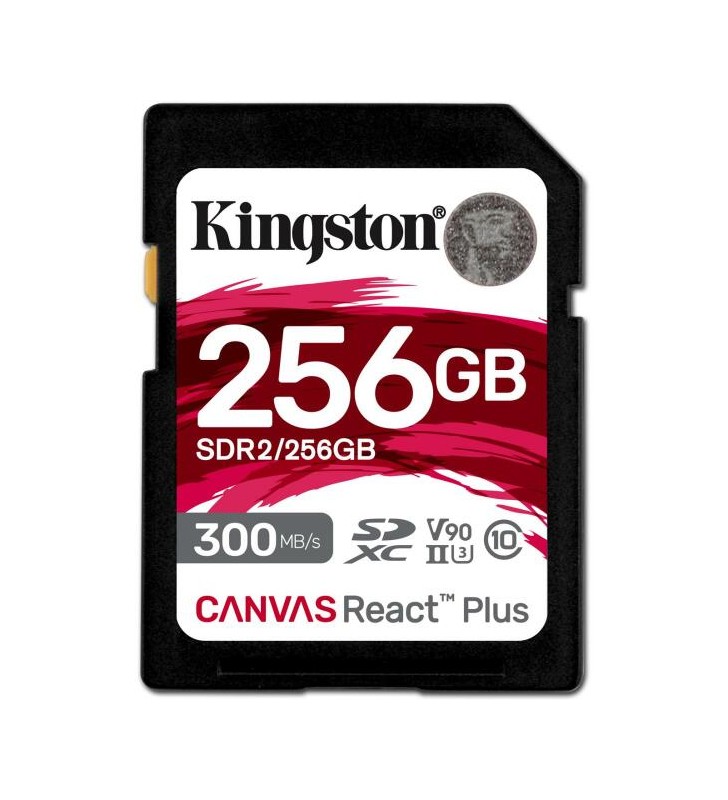 Kingston 256GB Canvas React Plus SDXC UHS-II 300R/260W U3 V90 pentru Full HD/4K/8K