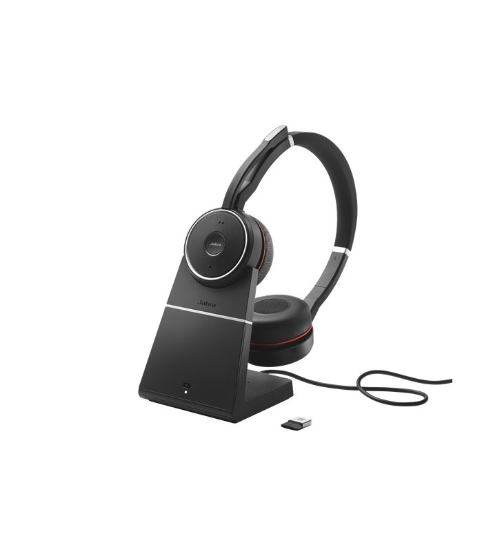 Jabra Evolve 75 Căști Prin cablu & Wireless Bandă de fixare pe cap Apeluri/Muzică Bluetooth Stand de încărcare Negru