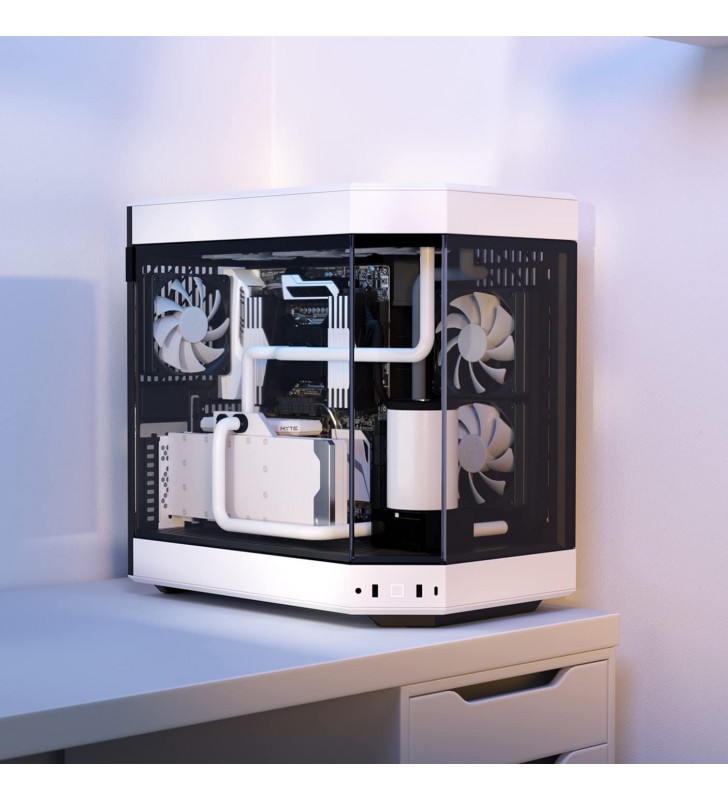 HYTE Y60 Modern Aesthetic - Dual Camera ATX Computer Gaming Case with Included PCIE 4.0 Riser Cable - White (CS-HYTE-Y60-BW)