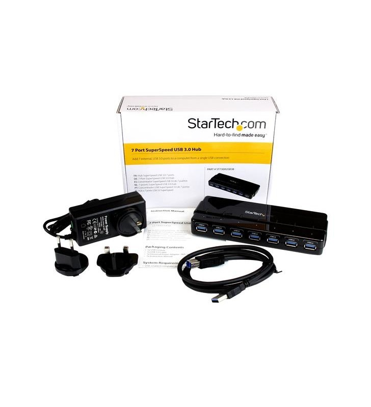 StarTech.com ST7300USB3B hub-uri de interfață USB 3.2 Gen 1 (3.1 Gen 1) Type-B 5000 Mbit/s Negru