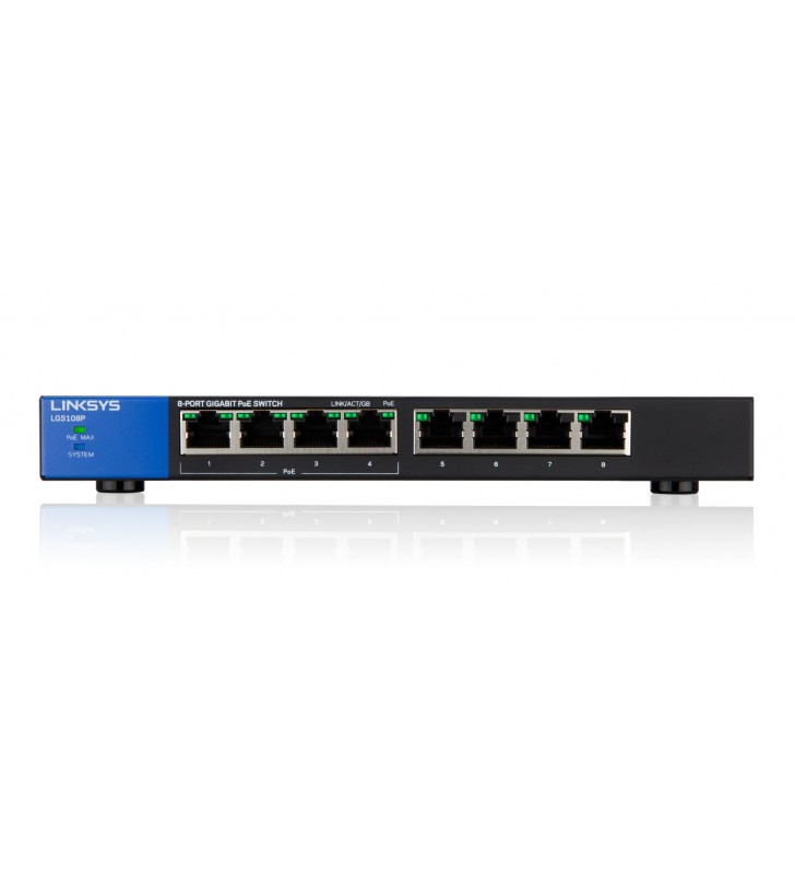 Linksys LGS108P Fara management Gigabit Ethernet (10/100/1000) Negru Power over Ethernet (PoE) Suport
