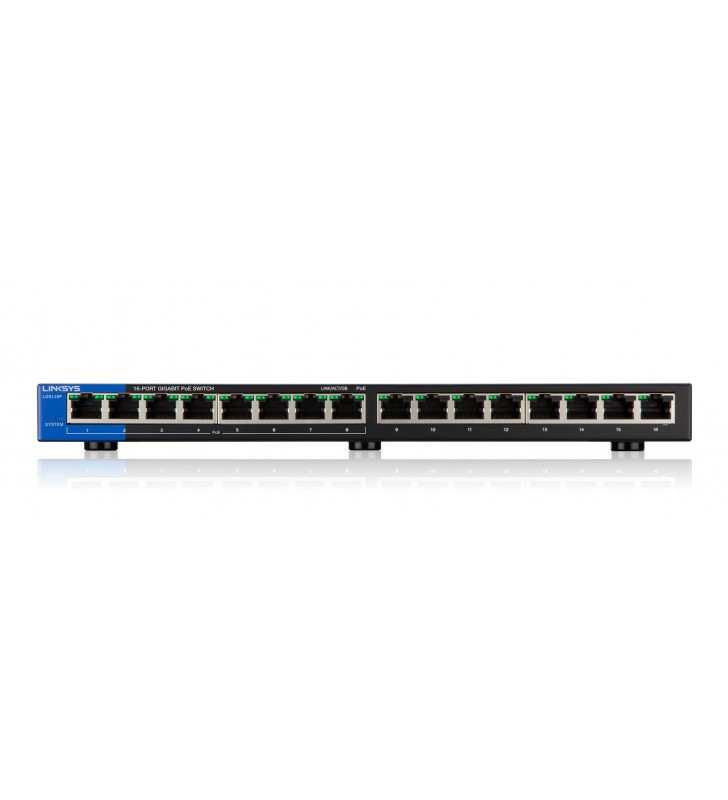 Linksys LGS116P Fara management Gigabit Ethernet (10/100/1000) Negru Power over Ethernet (PoE) Suport