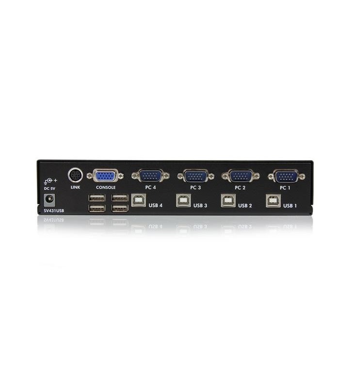 StarTech.com SV431USB switch-uri pentru tastatură, mouse și monitor (KVM) Raft pentru montat echipamente Negru