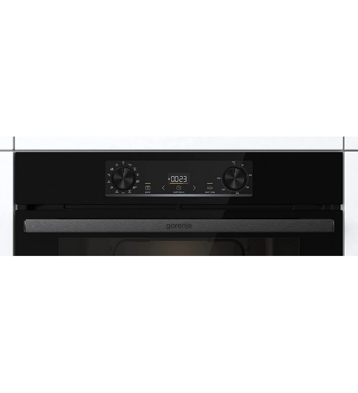 Gorenje BOS 6737 E13X Built-in Oven, 77 Litres, Hot Air, ExtraSteam, GentleClose & Open, EcoClean, Air Fry, PizzaMode, PerfectGrill, Telescopic Pulls, Inox Look, Grey [Energy Class A]
