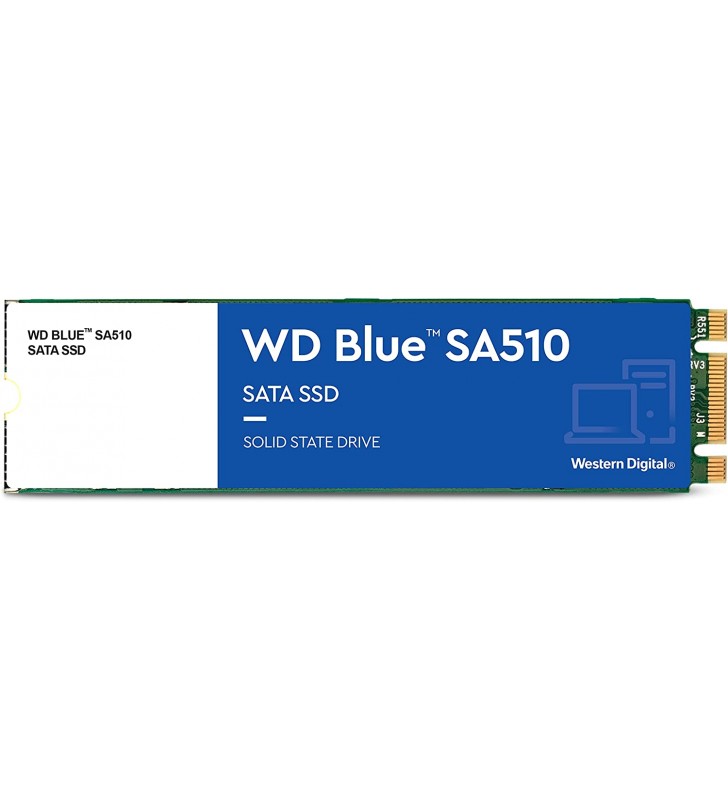 Western Digital WD Blue 500GB SATA SA510 Internal Solid State Drive SSD - SATA III 6Gb/s, M.2 2280, up to 560MB/s - WDS500G3B0B