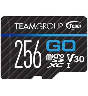 TEAMGROUP 256GB Micro SDXC UHS-I U3 V30 4K GO Card for GoPro & Drone & Action Cameras, High Speed ​​Flash Memory Card with Adapter for Outdoor, Sports, 4K Shooting, Nintendo Switch TGUSDX256GU303