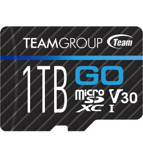 TEAMGROUP GO Card - Micro SDXC UHS-I U3 V30 4K Card for GoPro & Drone & Action Cameras, High Speed ​​Flash Memory Card with Adapter for Outdoors, Sports, 4K Shooting, Nintendo Switch TGUSDX1TU303