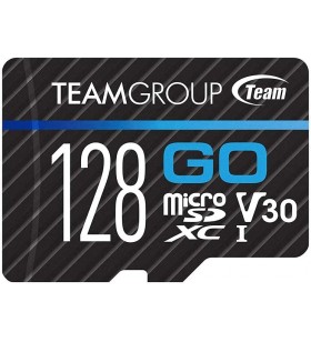 TEAMGROUP 128GB Micro SDXC UHS-I U3 V30 4K GO Card for GoPro & Drone & Action Cameras, High Speed ​​Flash Memory Card with Adapter for Outdoor, Sports, 4K Shooting, Nintendo Switch TGUSDX128GU303