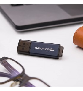 TEAMGROUP C211 USB Flash Drive 3.2 Gen 1 (3.1/3.0) Metal and Made of Aluminum Alloy USB Flash Thumb Drive, External Data Storage Memory Compatible with Computer/Laptop (Navy Blue) TC2113256GL01