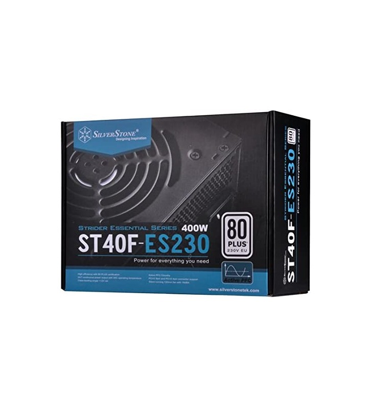 SilverStone SST-ST40F-ES230 - Strider Essential Series, 400W 80 Plus 230V EU ATX PC Power Supply, Low Noise 120mm