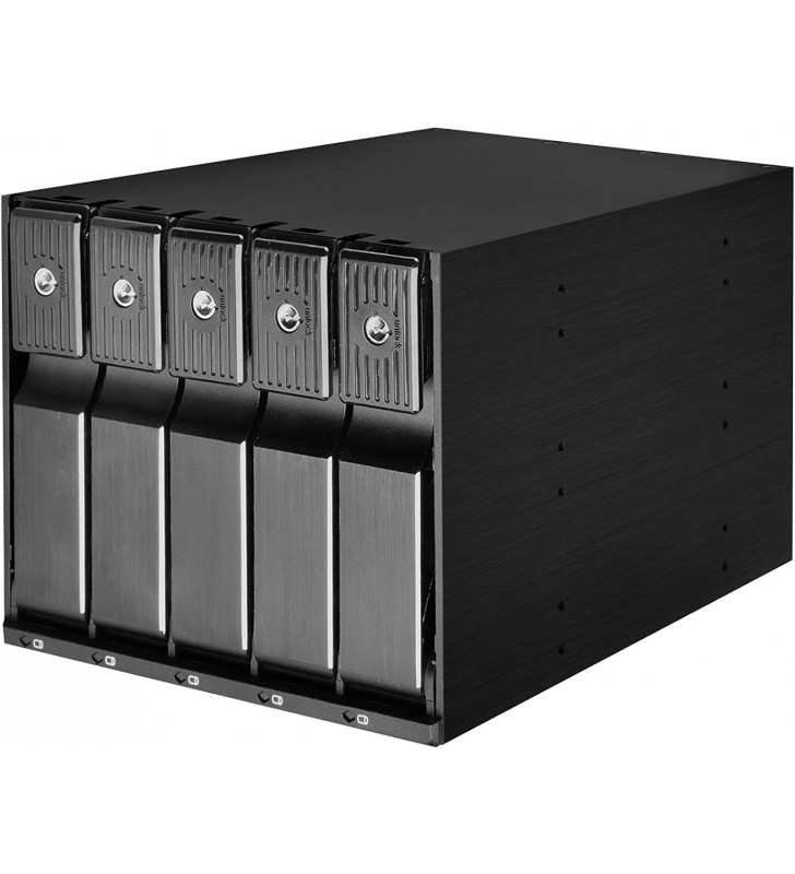 SilverStone Technology Internal Hard Drive Enclosure, 3 x 5.25in to 5 x 3.5in Hot Swappable SATA/SAS HDD Cage, Up to 12Gbit/s Transfer Rate with All Aluminum Body (SST-FS305-12G)