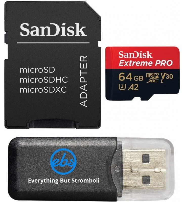 EXTREME PRO MICROSDXC 64GB+SD/ADAPTER 200MB/S 90MB/S A2 C10 V3