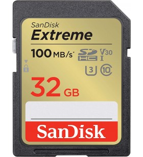 SanDisk 32GB SDHC UHS-I Extreme Memory Card - C10, U3, V30, 4K, UHD, SD Card - SDSDXVT-032G-GNCIN