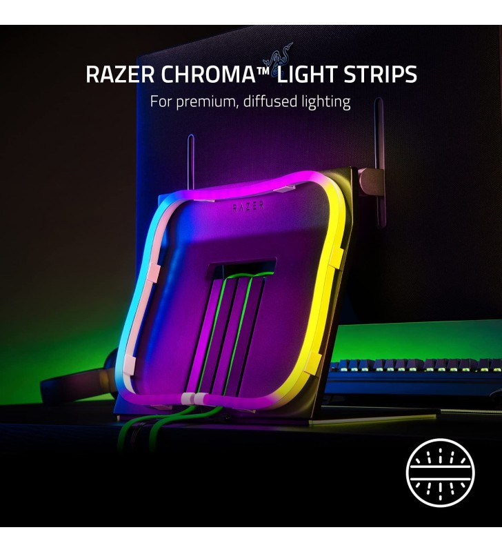 Razer Chroma Light Strip Set - Wireless ARGB Device for Advanced Lighting Customisation (ARGB Controller, 2 Wireless Modes, Mounting Brackets and Adhesive, 1x 100 cm and 2x 50 cm) Black
