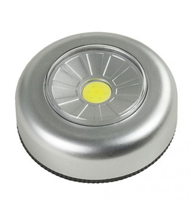 Arcas Germania lampa COB Push Light 1 SMD LED utilizeaza 3 baterii AAA contine folie adeziv pentru fixare 30740013