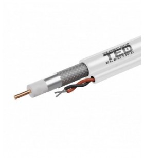 Cablu coaxial cu ALIMENTARE 75 ohm RG6 CCS + 2 fire CCA x 0,75 mm PE alb rola 100m TED Wire Expert