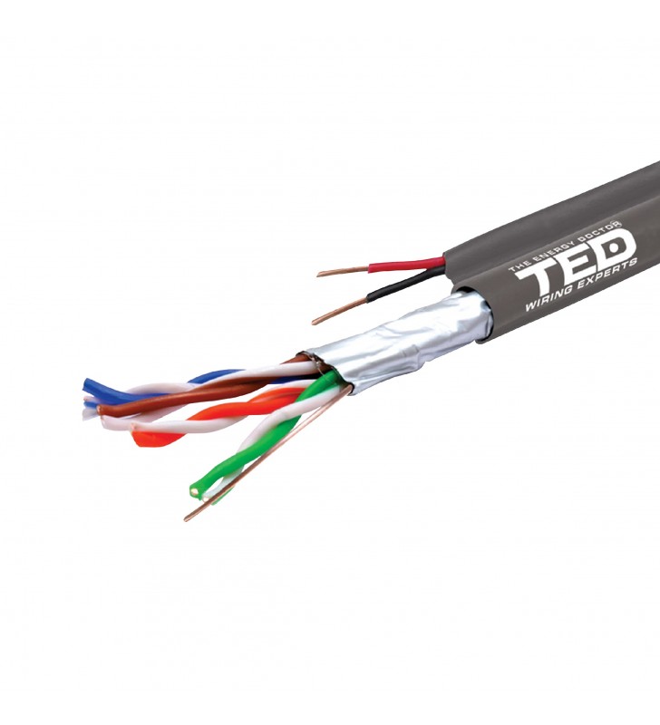 Cablu FTP cat.5e Cupru + 2 fire x 0,75 mm cupru multifilare de alimentare 305ml TED Wire Expert TED002389