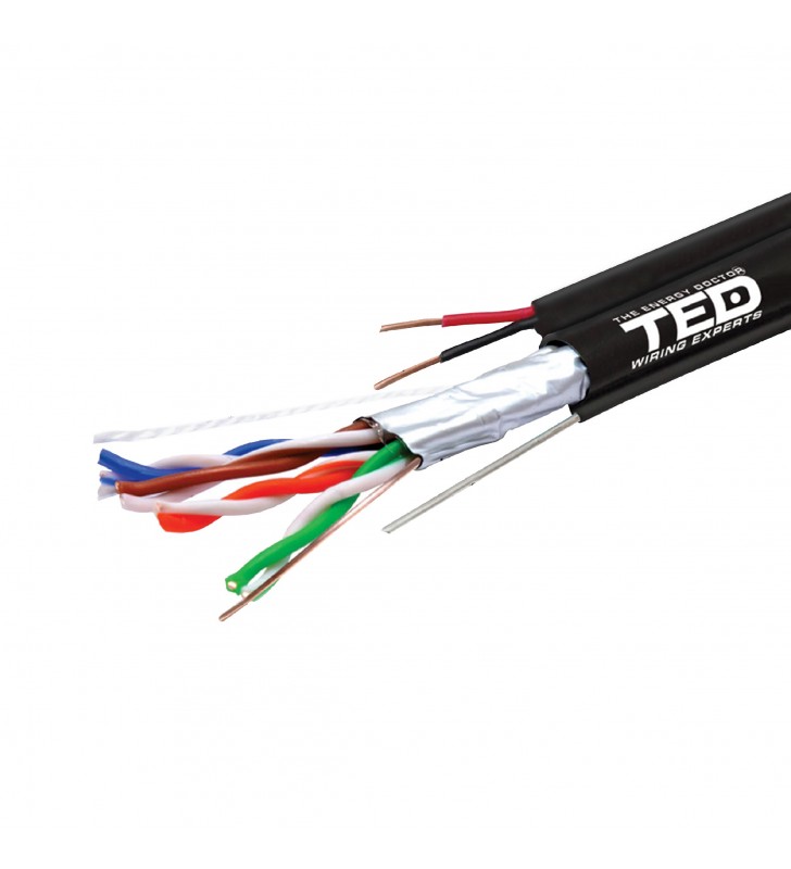 Cablu FTP cat.5e Cupru + Sufa + 2 fire x 0,75 mm CCA multifilare de alimentare TED Wire Expert TED002600