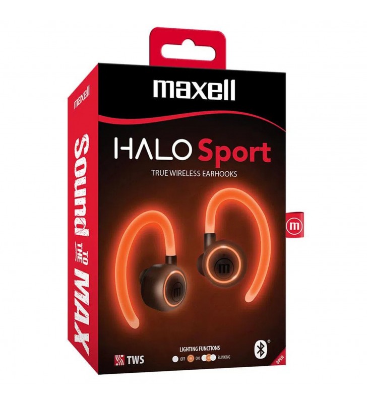Maxell casca digital stereo Halo SPORT illuminated Bluetooth + Microfon black 348484