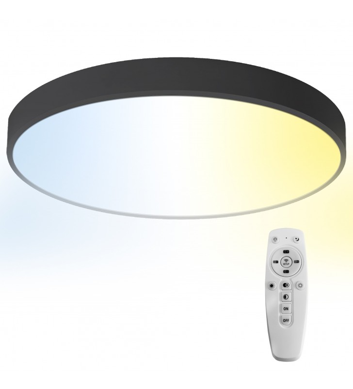 Plafoniera LED rotunda 36W 3000K / 4500K / 6500K cu telecomanda 4500lm PT FI400 Ceiling light neagra TED002518 - PM1