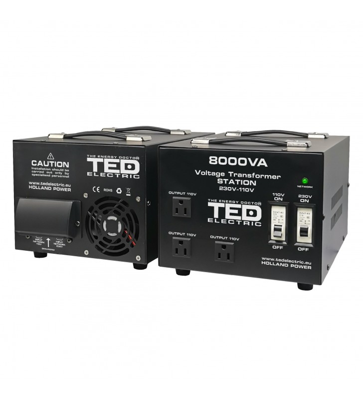 Transformator 230-220V la 110-115V 8000VA/6400W cu carcasa TED000262