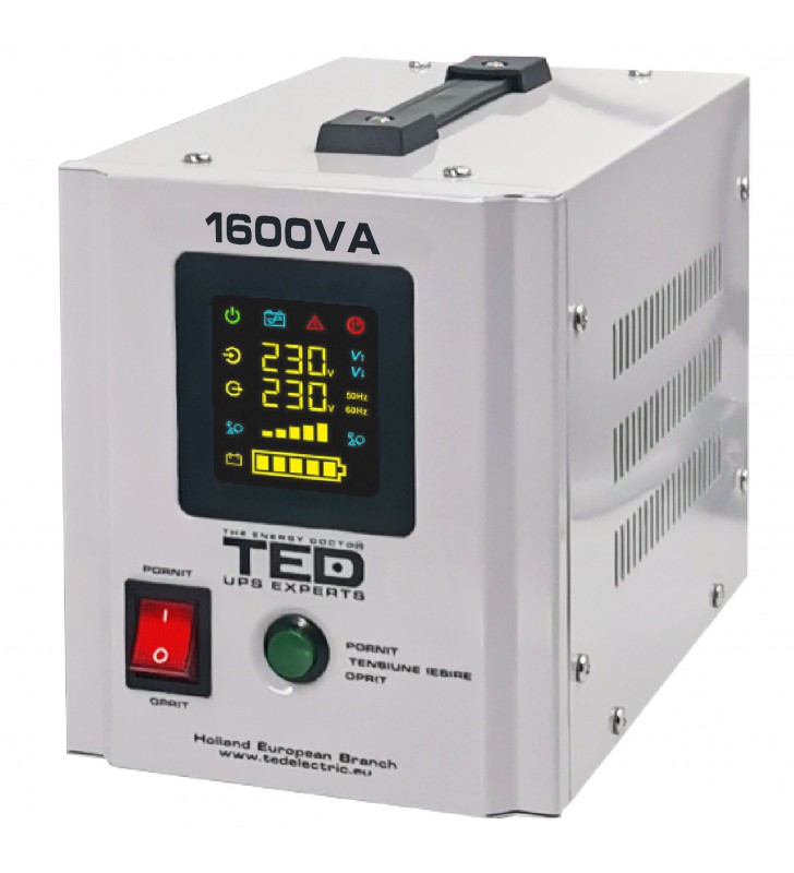 UPS 1600VA/1050W runtime extins utilizeaza doi acumulatori (neinclusi) TED UPS Expert TED000330