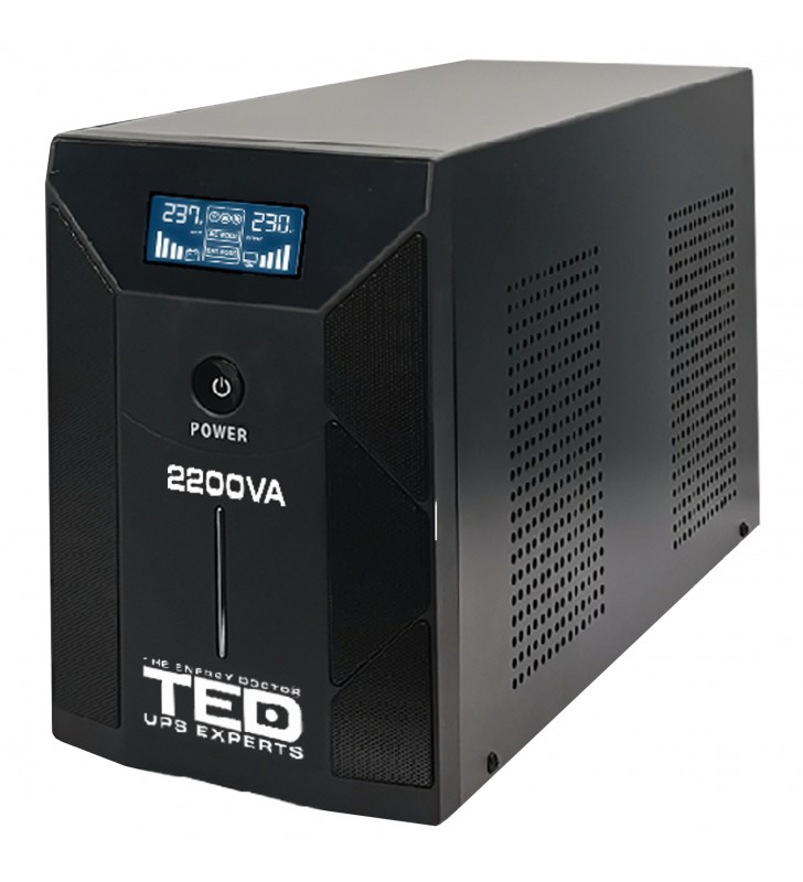 UPS 2200VA / 1200W LCD display Line Interactive cu stabilizator 3 iesiri schuko 4x7Ah TED UPS Expert TED001610