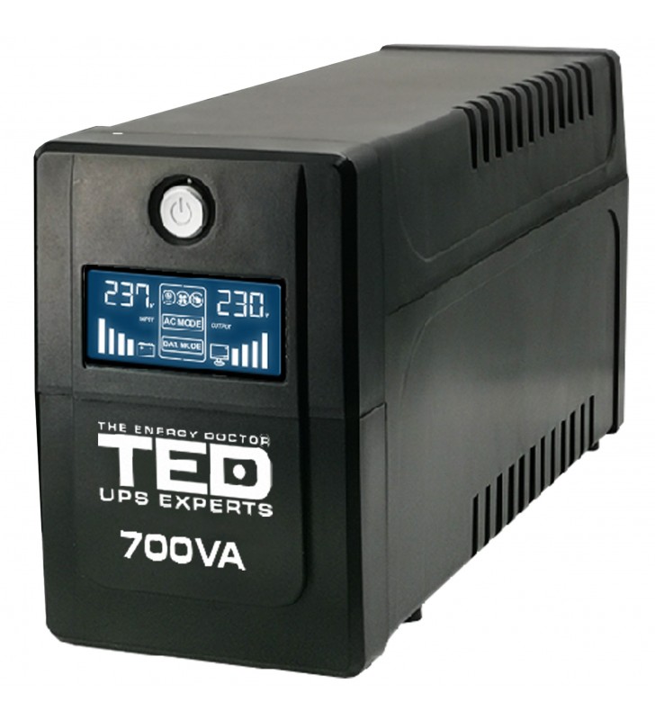 UPS 700VA / 400W LCD display Line Interactive cu stabilizator 2 iesiri schuko TED UPS Expert TED001559