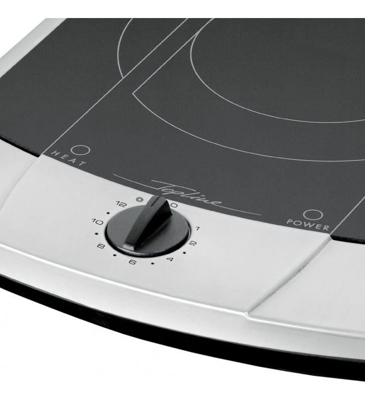 ROMMELSBACHER CT 2200/E Single Hob - Made in Germany, Ceramic Cooking Surface, 2-Circle Heating Element 140/210 mm, Energy Saving, Short Heating Time, Continuous Control, Overheating Protection, Stainless Steel [Energy Class A]