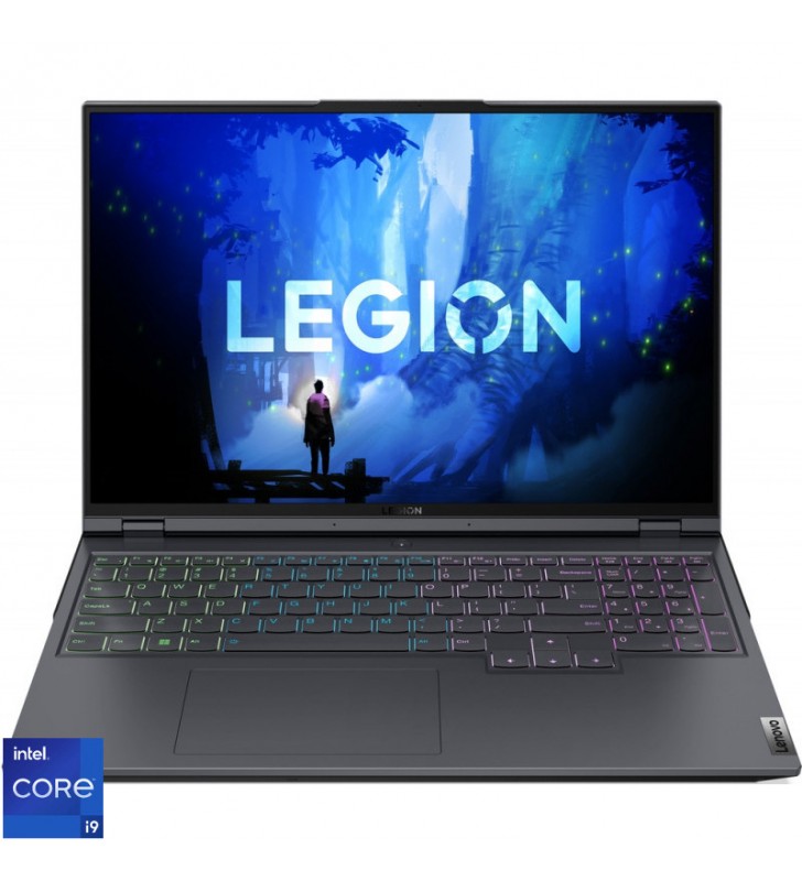 Laptop Lenovo Gaming 16'' Legion 5 Pro 16IAH7H, WQXGA IPS 165Hz G-Sync, Procesor Intel® Core™ i9-12900H (24M Cache, up to 5.00 GHz), 16GB DDR5, 1TB SSD, GeForce RTX 3070 8GB, No OS, Storm Grey, 4-Zone RGB